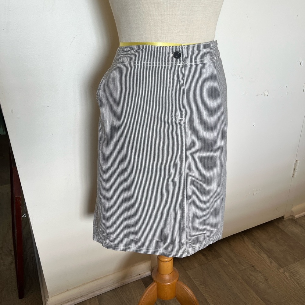 Talbots A-Line Skirt Railroad Stripe Gray Size 12